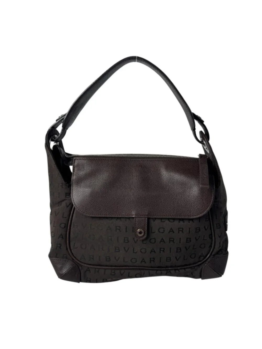 Bvlgari Logo Mania Shoulder Bag Canvas Leather